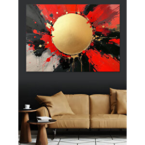 Altın Kırmızı Soyut Daire Dekoratif Kanvas - Mdf Ahşap Tablo 35x50 cm