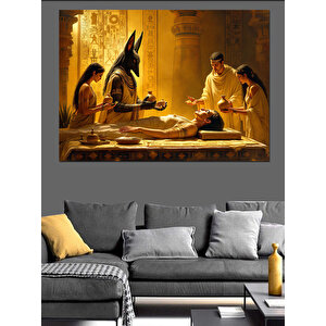 Mısırlı Firavunlar Ve Mumyalama Dekoratif Kanvas - Mdf Ahşap Tablo