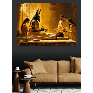 Mısırlı Firavunlar Ve Mumyalama Dekoratif Kanvas - Mdf Ahşap Tablo