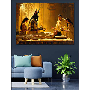 Mısırlı Firavunlar Ve Mumyalama Dekoratif Kanvas - Mdf Ahşap Tablo 100x140 cm