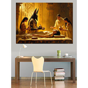 Mısırlı Firavunlar Ve Mumyalama Dekoratif Kanvas - Mdf Ahşap Tablo 100x140 cm