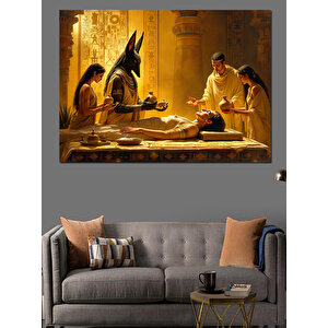 Mısırlı Firavunlar Ve Mumyalama Dekoratif Kanvas - Mdf Ahşap Tablo 35x50 cm