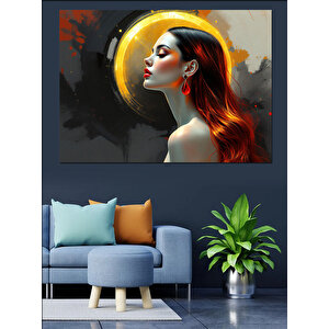 Kırmızı Saçlı Kadın Dekoratif Kanvas - Mdf Ahşap Tablo 100x140 cm