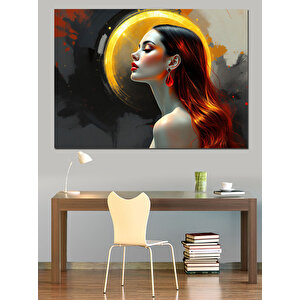 Kırmızı Saçlı Kadın Dekoratif Kanvas - Mdf Ahşap Tablo 100x140 cm