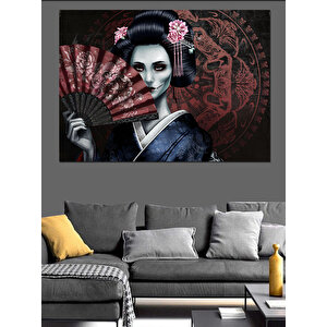 Geleneksel Japon Kadını Dekoratif Kanvas - Mdf Ahşap Tablo 70x100 cm
