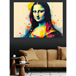 Renkli Mona Lisa Tablosu Dekoratif Kanvas - Mdf Ahşap Tablo 35x50 cm