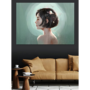 Kısa Saçlı Kadın Dekoratif Kanvas - Mdf Ahşap Tablo 100x140 cm