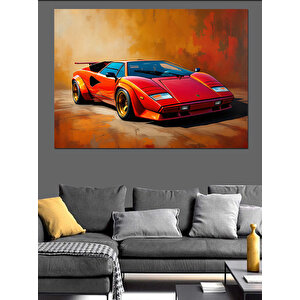 Kırmızı Lamborghini Dekoratif Kanvas - Mdf Ahşap Tablo 35x50 cm