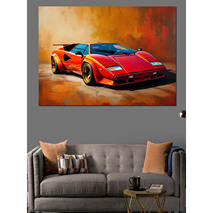 Kırmızı Lamborghini Dekoratif Kanvas - Mdf Ahşap Tablo