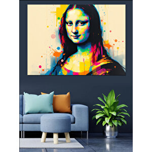 Renkli Mona Lisa Tablosu Dekoratif Kanvas - Mdf Ahşap Tablo 70x100 cm