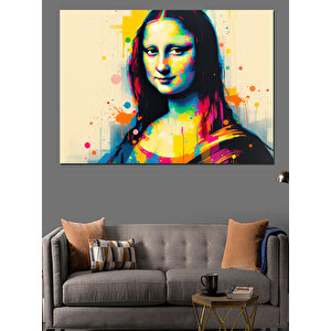 Renkli Mona Lisa Tablosu Dekoratif Kanvas - Mdf Ahşap Tablo 70x100 cm