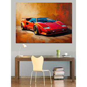 Kırmızı Lamborghini Dekoratif Kanvas - Mdf Ahşap Tablo 70x100 cm