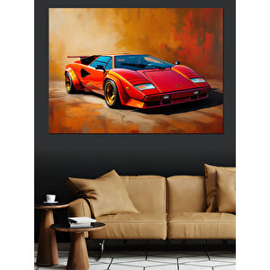 Kırmızı Lamborghini Dekoratif Kanvas - Mdf Ahşap Tablo 70x100 cm