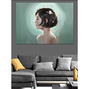 Kısa Saçlı Kadın Dekoratif Kanvas - Mdf Ahşap Tablo