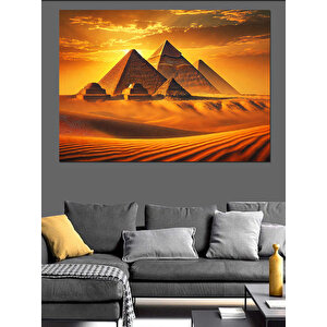 Altın Kumlu Piramitler Dekoratif Kanvas - Mdf Ahşap Tablo 35x50 cm