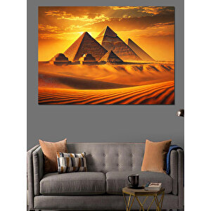 Altın Kumlu Piramitler Dekoratif Kanvas - Mdf Ahşap Tablo