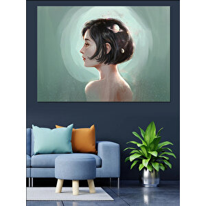 Kısa Saçlı Kadın Dekoratif Kanvas - Mdf Ahşap Tablo 70x100 cm