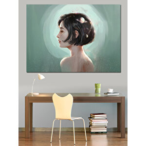 Kısa Saçlı Kadın Dekoratif Kanvas - Mdf Ahşap Tablo