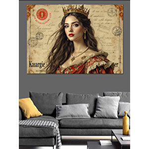 Kraliçe Portresi Kolaj Dekoratif Kanvas - Mdf Ahşap Tablo 35x50 cm