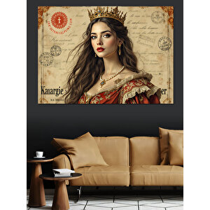 Kraliçe Portresi Kolaj Dekoratif Kanvas - Mdf Ahşap Tablo 35x50 cm
