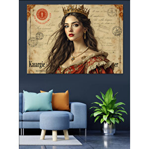 Kraliçe Portresi Kolaj Dekoratif Kanvas - Mdf Ahşap Tablo