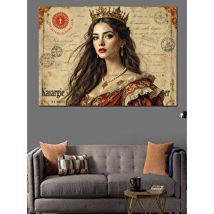 Kraliçe Portresi Kolaj Dekoratif Kanvas - Mdf Ahşap Tablo