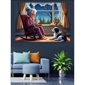 Pencere Kenarı Aile Anı Dekoratif Kanvas - Mdf Ahşap Tablo