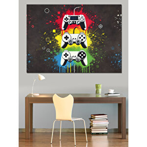 Renkli Oyun Kumandaları Dekoratif Kanvas - Mdf Ahşap Tablo 25x35 cm