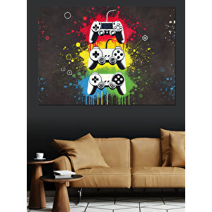 Renkli Oyun Kumandaları Dekoratif Kanvas - Mdf Ahşap Tablo 25x35 cm