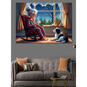 Pencere Kenarı Aile Anı Dekoratif Kanvas - Mdf Ahşap Tablo