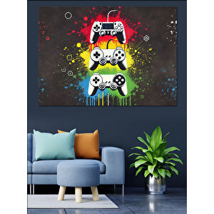 Renkli Oyun Kumandaları Dekoratif Kanvas - Mdf Ahşap Tablo