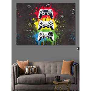 Renkli Oyun Kumandaları Dekoratif Kanvas - Mdf Ahşap Tablo