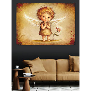 Kanatlı Sevimli Kız Dekoratif Kanvas - Mdf Ahşap Tablo 35x50 cm