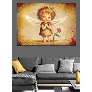 Kanatlı Sevimli Kız Dekoratif Kanvas - Mdf Ahşap Tablo 100x140 cm
