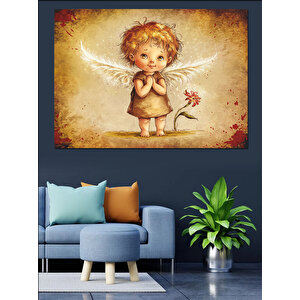 Kanatlı Sevimli Kız Dekoratif Kanvas - Mdf Ahşap Tablo 100x140 cm