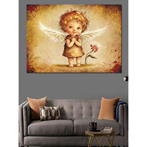 Kanatlı Sevimli Kız Dekoratif Kanvas - Mdf Ahşap Tablo