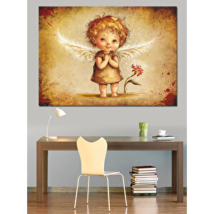 Kanatlı Sevimli Kız Dekoratif Kanvas - Mdf Ahşap Tablo