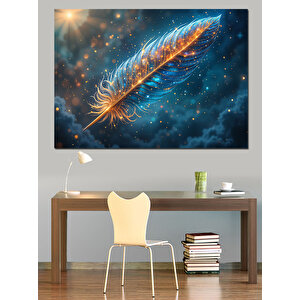 Parlayan Kozmik Tüy Dekoratif Kanvas - Mdf Ahşap Tablo 25x35 cm