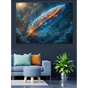 Parlayan Kozmik Tüy Dekoratif Kanvas - Mdf Ahşap Tablo