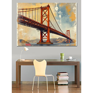 Kırmızı Köprü Manzarası Dekoratif Kanvas - Mdf Ahşap Tablo 100x140 cm