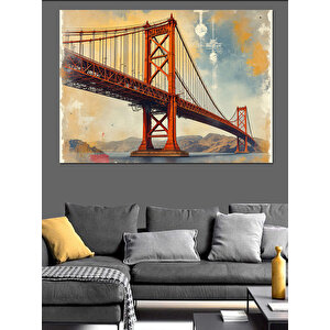 Kırmızı Köprü Manzarası Dekoratif Kanvas - Mdf Ahşap Tablo 100x140 cm