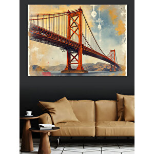 Kırmızı Köprü Manzarası Dekoratif Kanvas - Mdf Ahşap Tablo 100x140 cm