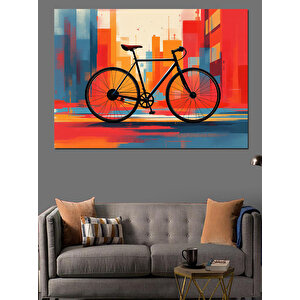 Renkli Soyut Bisiklet İllüstrasyonu Dekoratif Kanvas - Mdf Ahşap Tablo 100x140 cm