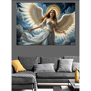 Beyaz Kanatlı Melek Figürü Dekoratif Kanvas - Mdf Ahşap Tablo 50x70 cm