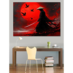 Kırmızı Fonlu Karanlık Figür Dekoratif Kanvas - Mdf Ahşap Tablo 50x70 cm