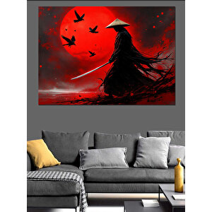 Kırmızı Fonlu Karanlık Figür Dekoratif Kanvas - Mdf Ahşap Tablo 50x70 cm