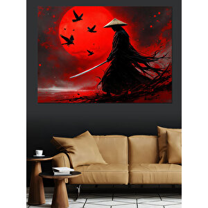 Kırmızı Fonlu Karanlık Figür Dekoratif Kanvas - Mdf Ahşap Tablo 50x70 cm