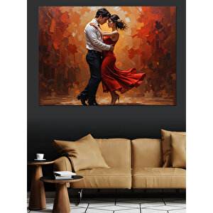 Kırmızı Elbiseli Tango Çifti Dekoratif Kanvas - Mdf Ahşap Tablo 35x50 cm