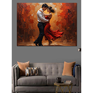 Kırmızı Elbiseli Tango Çifti Dekoratif Kanvas - Mdf Ahşap Tablo 35x50 cm