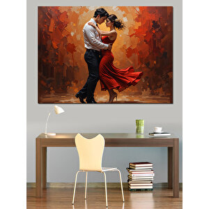 Kırmızı Elbiseli Tango Çifti Dekoratif Kanvas - Mdf Ahşap Tablo